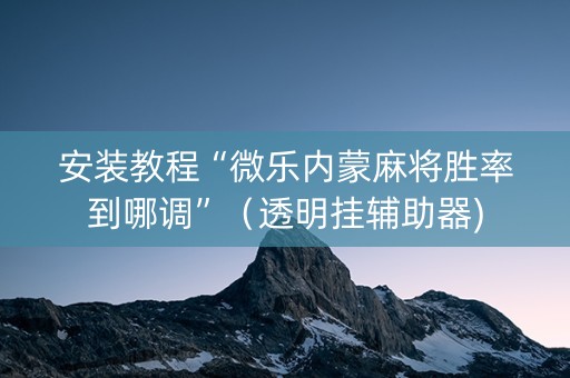 安装教程“微乐内蒙麻将胜率到哪调”（透明挂辅助器)