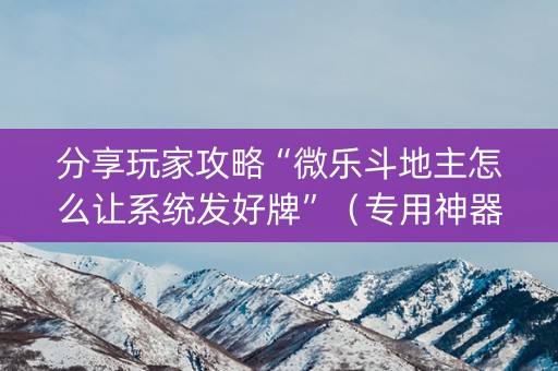 分享玩家攻略“微乐斗地主怎么让系统发好牌”（专用神器)