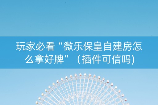 玩家必看“微乐保皇自建房怎么拿好牌”（插件可信吗)