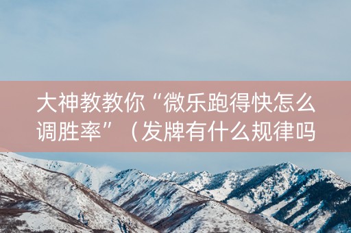 大神教教你“微乐跑得快怎么调胜率”（发牌有什么规律吗)