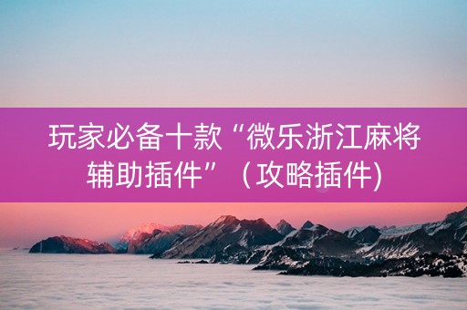 玩家必备十款“微乐浙江麻将辅助插件”（攻略插件)