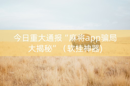 今日重大通报“麻将app骗局大揭秘”（软挂神器)