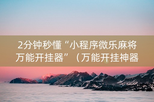 2分钟秒懂“小程序微乐麻将万能开挂器”（万能开挂神器)