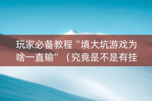 玩家必备教程“填大坑游戏为啥一直输”（究竟是不是有挂)