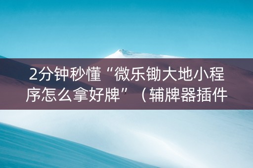 2分钟秒懂“微乐锄大地小程序怎么拿好牌”（辅牌器插件购买)