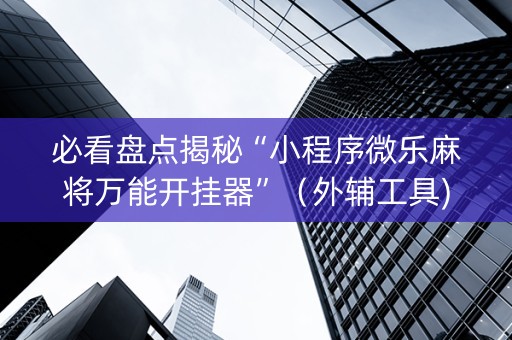 必看盘点揭秘“小程序微乐麻将万能开挂器”（外辅工具)