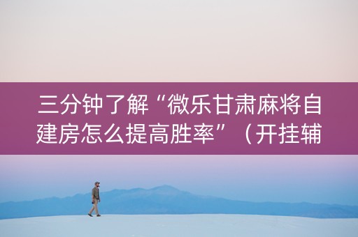 三分钟了解“微乐甘肃麻将自建房怎么提高胜率”（开挂辅助插件)