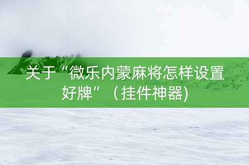 关于“微乐内蒙麻将怎样设置好牌”（挂件神器)