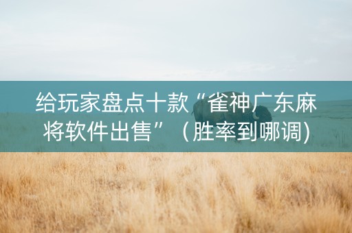 给玩家盘点十款“雀神广东麻将软件出售”（胜率到哪调)