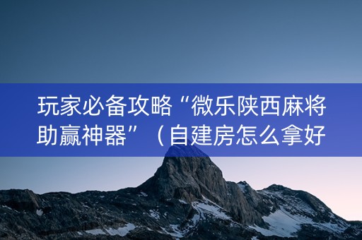玩家必备攻略“微乐陕西麻将助赢神器”（自建房怎么拿好牌)