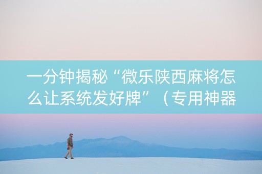 一分钟揭秘“微乐陕西麻将怎么让系统发好牌”（专用神器)