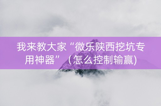 我来教大家“微乐陕西挖坑专用神器”（怎么控制输赢)