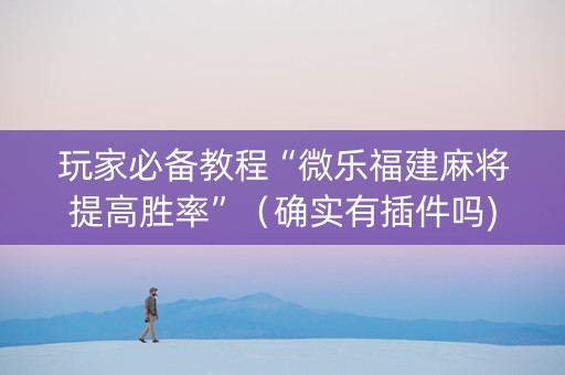 玩家必备教程“微乐福建麻将提高胜率”（确实有插件吗)