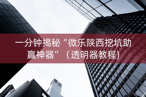 一分钟揭秘“微乐陕西挖坑助赢神器”（透明器教程)
