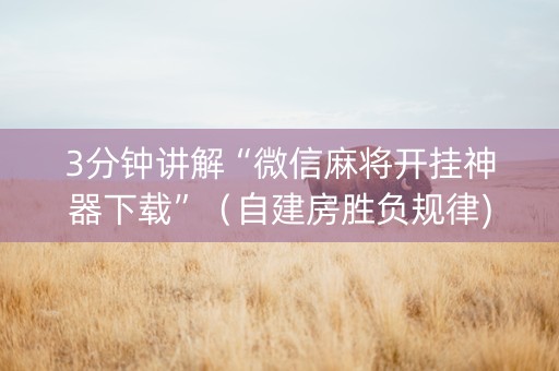 3分钟讲解“微信麻将开挂神器下载”（自建房胜负规律)