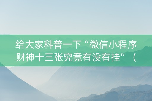 给大家科普一下“微信小程序财神十三张究竟有没有挂”（透明挂辅助器)