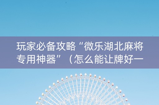 玩家必备攻略“微乐湖北麻将专用神器”（怎么能让牌好一点)
