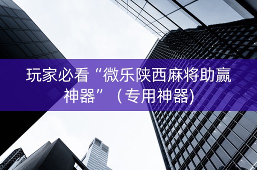 玩家必看“微乐陕西麻将助赢神器”（专用神器)