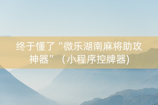 终于懂了“微乐湖南麻将助攻神器”（小程序控牌器)