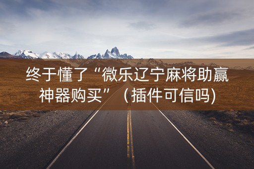 终于懂了“微乐辽宁麻将助赢神器购买”（插件可信吗)