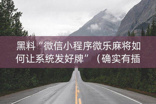 黑料“微信小程序微乐麻将如何让系统发好牌”（确实有插件吗)
