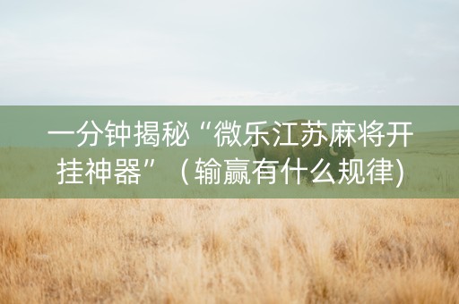 一分钟揭秘“微乐江苏麻将开挂神器”（输赢有什么规律)