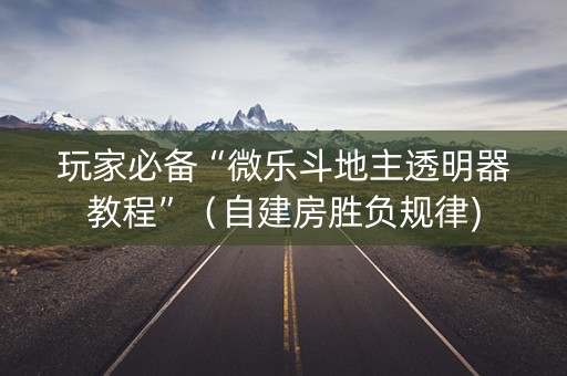 玩家必备“微乐斗地主透明器教程”（自建房胜负规律)