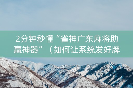 2分钟秒懂“雀神广东麻将助赢神器”（如何让系统发好牌)
