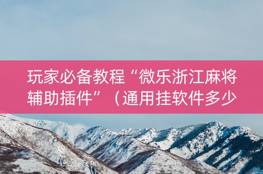 玩家必备教程“微乐浙江麻将辅助插件”（通用挂软件多少钱)