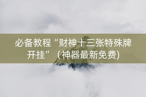 必备教程“财神十三张特殊牌开挂”（神器最新免费)