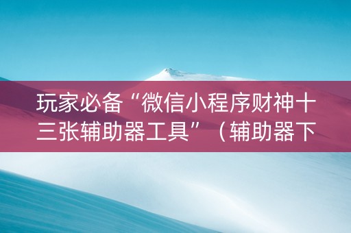 玩家必备“微信小程序财神十三张辅助器工具”（辅助器下载)