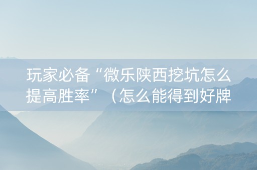 玩家必备“微乐陕西挖坑怎么提高胜率”（怎么能得到好牌)