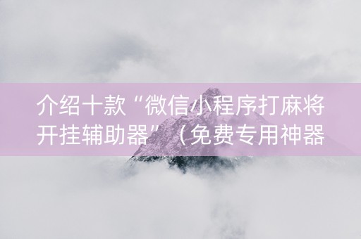 介绍十款“微信小程序打麻将开挂辅助器”（免费专用神器)