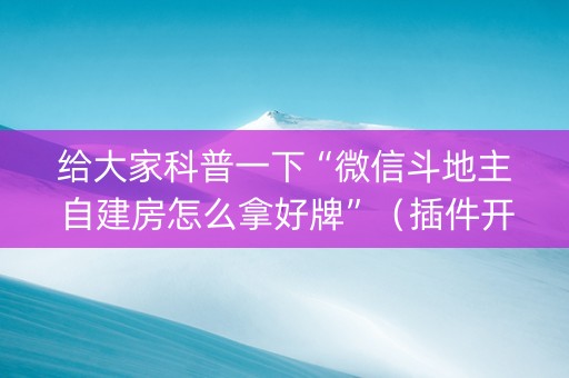 给大家科普一下“微信斗地主自建房怎么拿好牌”（插件开挂免费AI)
