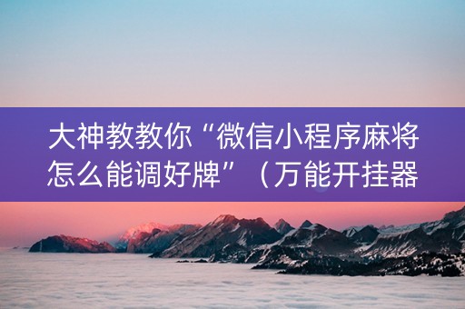 大神教教你“微信小程序麻将怎么能调好牌”（万能开挂器)