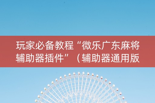 玩家必备教程“微乐广东麻将辅助器插件”（辅助器通用版)