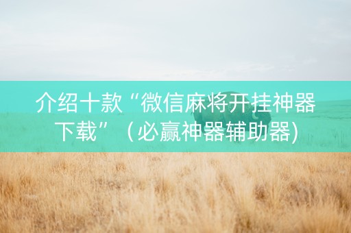 介绍十款“微信麻将开挂神器下载”（必赢神器辅助器)