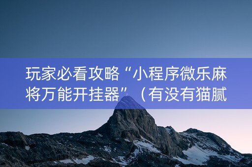 玩家必看攻略“小程序微乐麻将万能开挂器”（有没有猫腻)