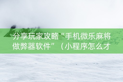 分享玩家攻略“手机微乐麻将做弊器软件”（小程序怎么才会赢)