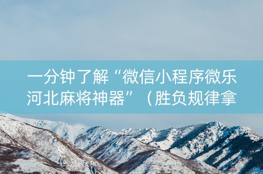 一分钟了解“微信小程序微乐河北麻将神器”（胜负规律拿好牌)