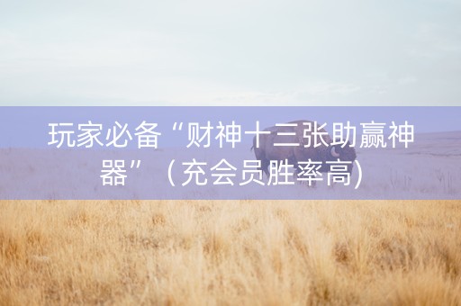 玩家必备“财神十三张助赢神器”（充会员胜率高)