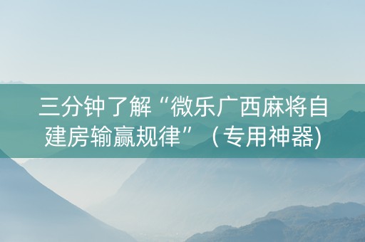 三分钟了解“微乐广西麻将自建房输赢规律”（专用神器)