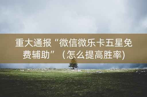 重大通报“微信微乐卡五星免费辅助”（怎么提高胜率)