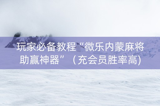 玩家必备教程“微乐内蒙麻将助赢神器”（充会员胜率高)