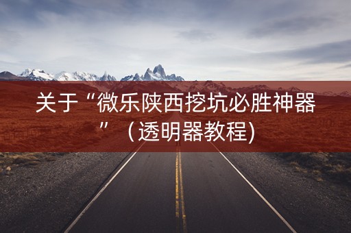 关于“微乐陕西挖坑必胜神器”（透明器教程)