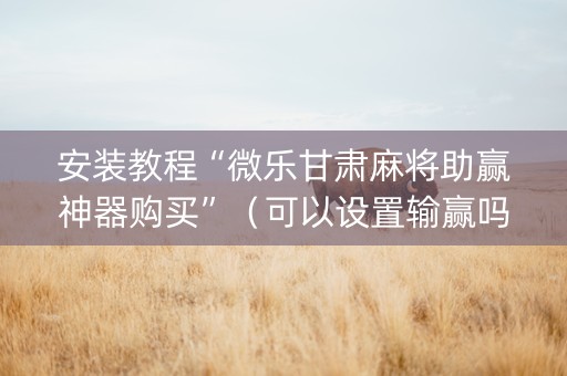 安装教程“微乐甘肃麻将助赢神器购买”（可以设置输赢吗)
