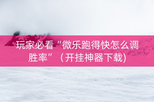 玩家必看“微乐跑得快怎么调胜率”（开挂神器下载)