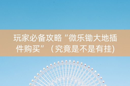 玩家必备攻略“微乐锄大地插件购买”（究竟是不是有挂)