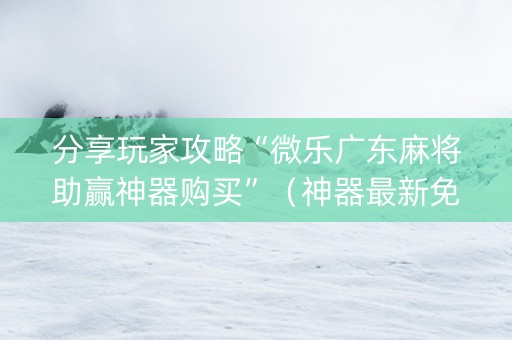 分享玩家攻略“微乐广东麻将助赢神器购买”（神器最新免费)