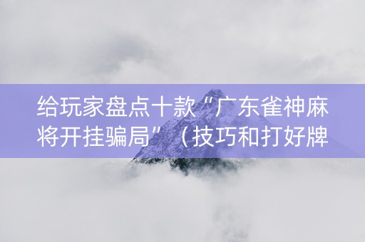 给玩家盘点十款“广东雀神麻将开挂骗局”（技巧和打好牌方法)